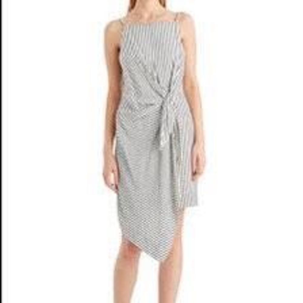 Jason Wu gray asymmetric white and gray stripe sundress